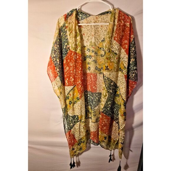 Coastal Granny Boho Vibes Cardigan Wrap Shaw Womens Plus One Size Tunic Length - Picture 1 of 4